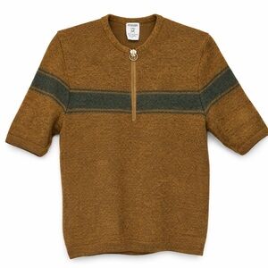 Penguin Seattle Knitting Mills Vintage All Wool Zip Neck Short Sleeve Sweater M